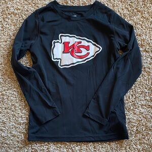 NFL Kids Black Long Sleeve Tee with Red KC Logo